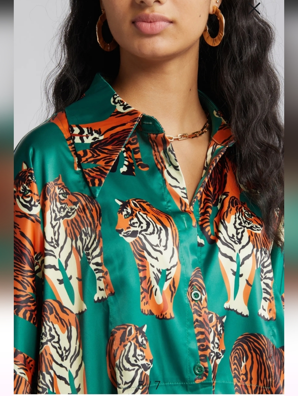 DRESS IN LALA TIGER PRINT ROYAL SATIN TOP IN EMERALD SIZE XXL NWOT - Picture 3 of 16